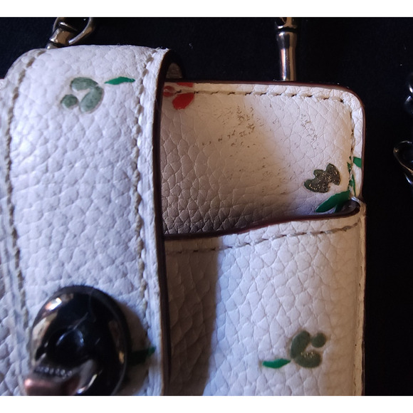 Coach 809 Turnlock Chain Phone Crossbody w/ Wildflower Print White Wallet Purse - Picture 4 of 9